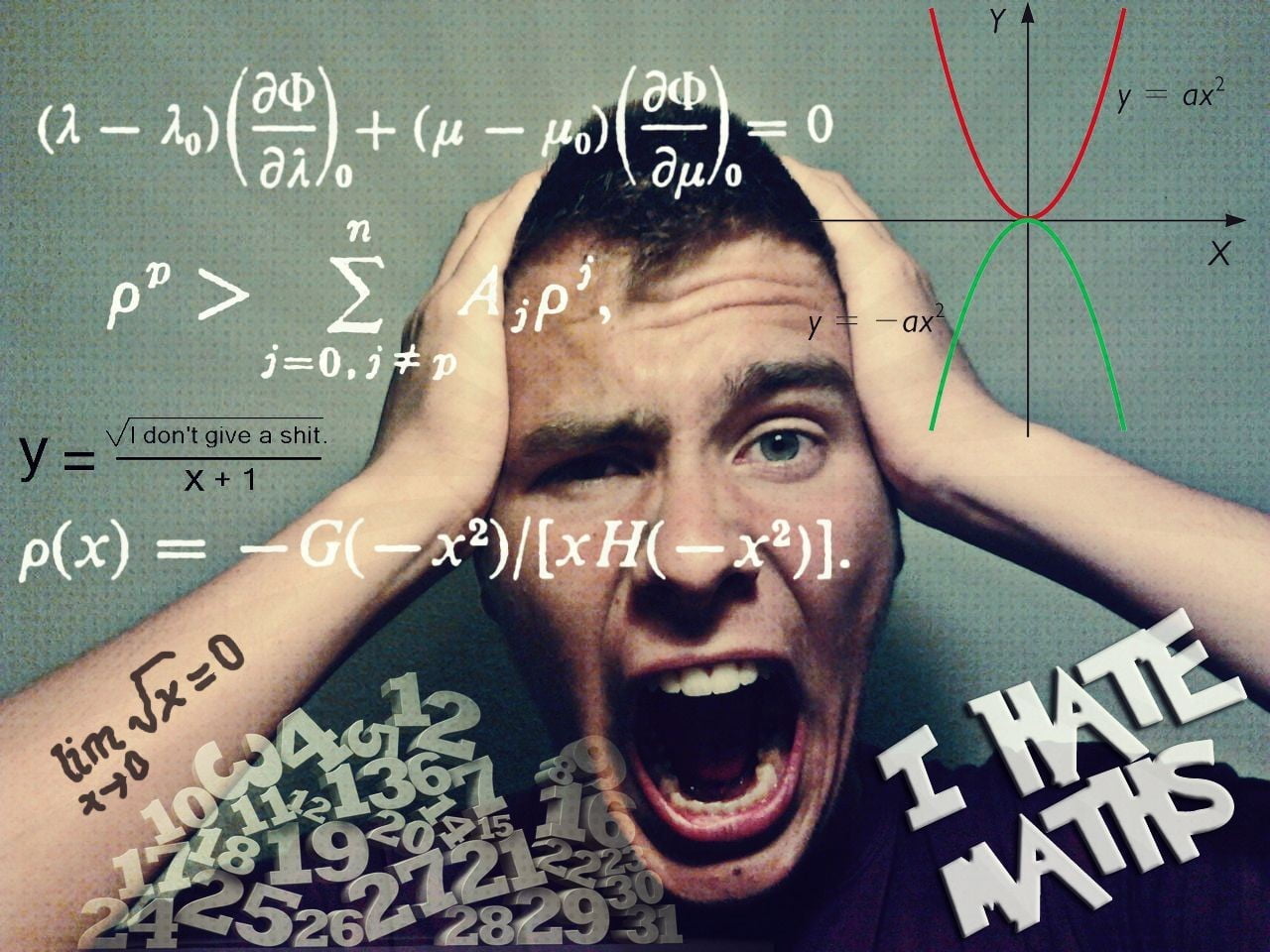 man illustration with text overlay, mathematics