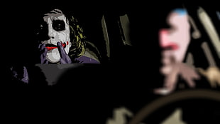 The Joker riding on back of vehicle digital wallpaper