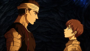 two male anime characters digital wallpaper, Kentaro Miura, Berserk, Guts, Casca