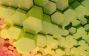 green ,yellow and orange hexagon blocks HD wallpaper