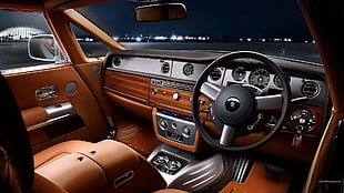black car steering wheel, car, Rolls-Royce Phantom