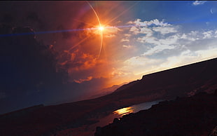 orange sunset, landscape