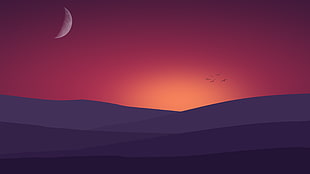 silhouette photo of mountain during sunset illustration
