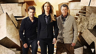 men's black dress shirt, Fringe (TV series), Olivia Dunham, Dr. Walter Bishop, Peter Bishop HD wallpaper