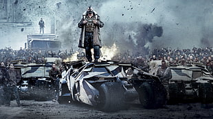 male character standing on vehicle digital wallpaper, anime, The Dark Knight, Bane, The Dark Knight Rises