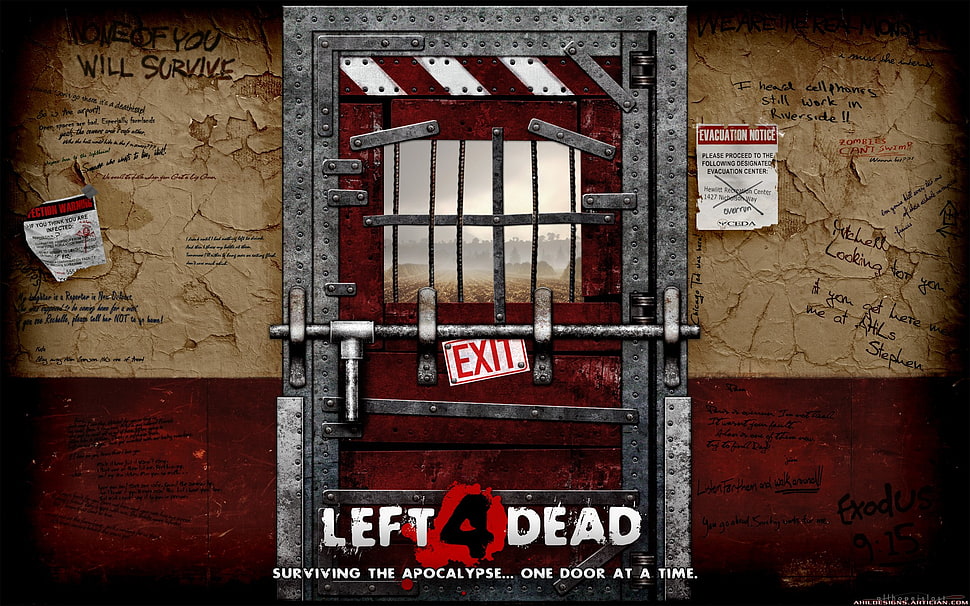 Left 4 Dead poster, video games, Left 4 Dead 2, zombies, door HD wallpaper