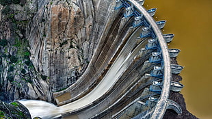 aerial view of water dam, China, yellow