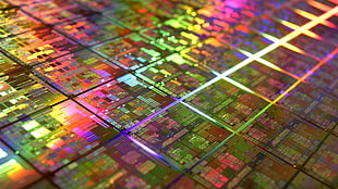 circuit board with yellow, orange, and green light