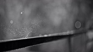 black and gray wooden cabinet, photography, rain, monochrome, water drops