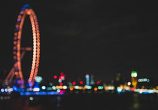 Ferris wheel, lights, city, night, London