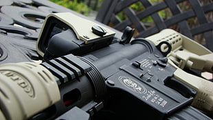 gray and black rifle, gun, weapon
