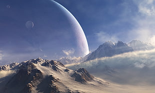mount alps, space, planet, landscape HD wallpaper