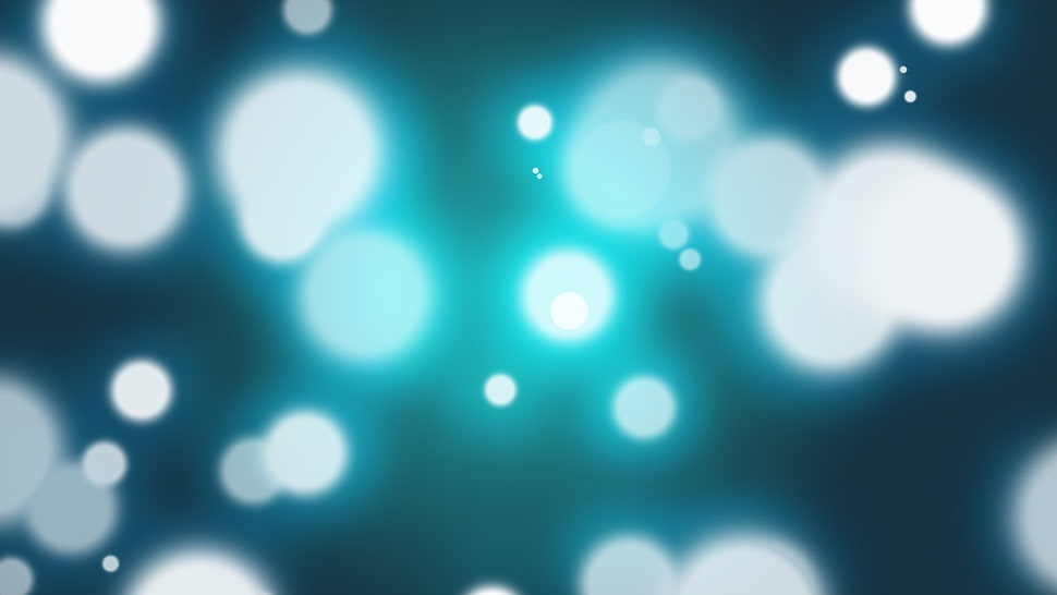 teal and white bokeh photography HD wallpaper
