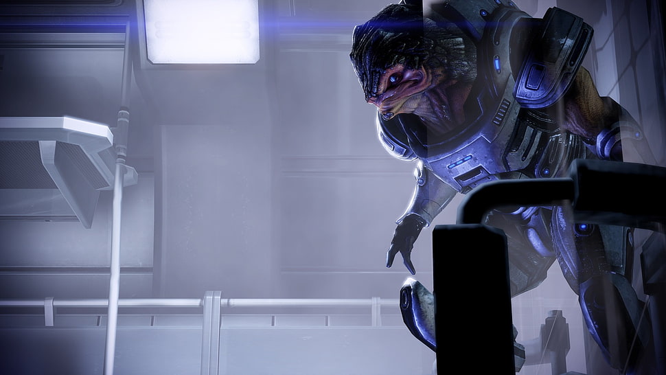 alien wearing suit wallpaper, Mass Effect, science fiction, digital art, video games HD wallpaper