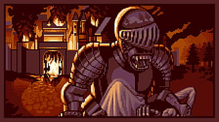 gray zombie soldier, A Bastard's Tale, pixel art, knight, video games HD wallpaper