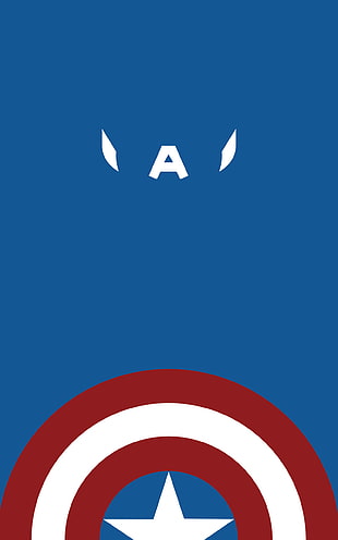 Captain America logo, minimalism, portrait display, Captain America, Marvel Comics