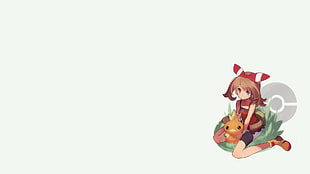 female cartoon character, May (pokemon), white background HD wallpaper
