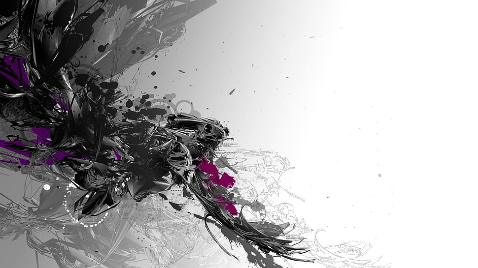 black, gray and purple abstract digital wallpaper, abstract HD wallpaper