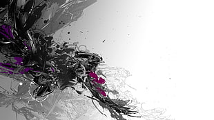 black, gray and purple abstract digital wallpaper, abstract