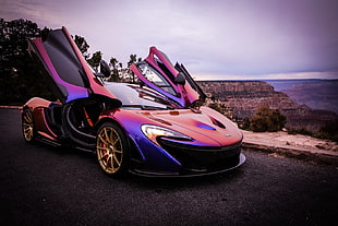 purple and pink sports car, McLaren, McLaren MP1, car, vehicle