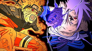 Naruto and Sasuke wallpaper, anime, Naruto Shippuuden