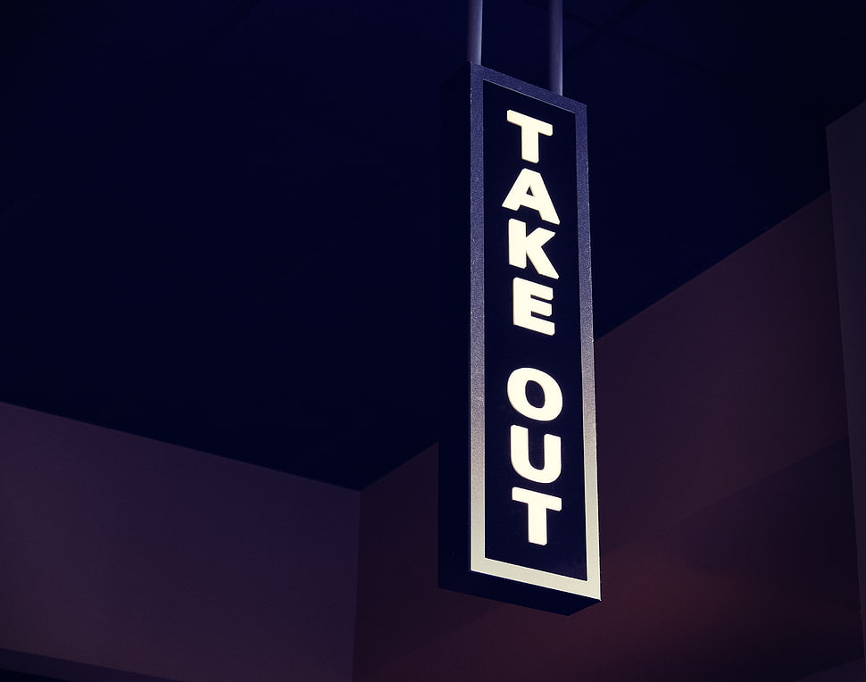 gray Take Out LED signage HD wallpaper