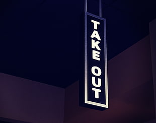 gray Take Out LED signage HD wallpaper