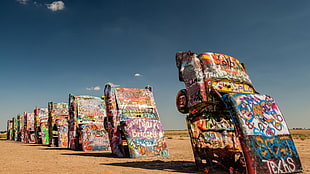 multi-colored vehicles, car, artwork, photography