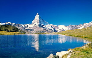 Mountain,  Peak,  Top,  Lake HD wallpaper