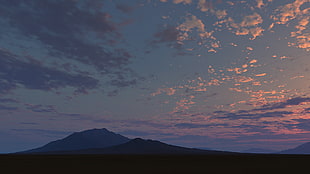 silhouette photograph of mountain under altostratus clouds, landscape, clouds, sunset, mountains