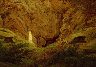 mountain and trees artwork, painting, landscape, Caspar David Friedrich
