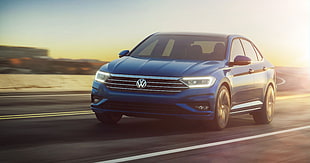 blue Volkswagen sedan, Volkswagen Jetta, 2018 Cars, 4k HD wallpaper