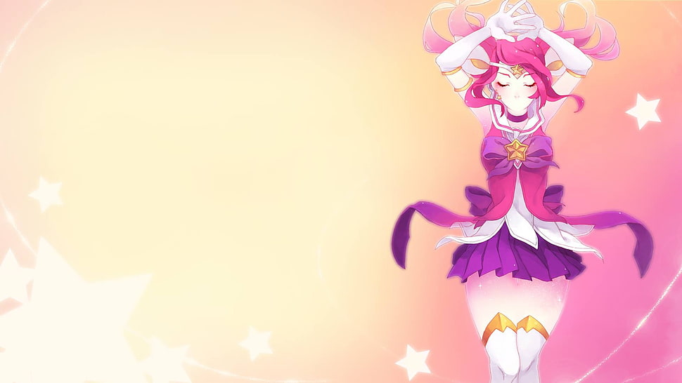 female anime character in purple skirt, Summoner's Rift, Lux (League of Legends), League of Legends, Star Guardian HD wallpaper