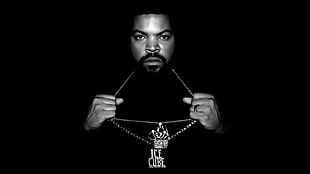 gray scaled photo of Ice Cube
