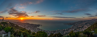 areal photography of city during golden hour, jounieh HD wallpaper