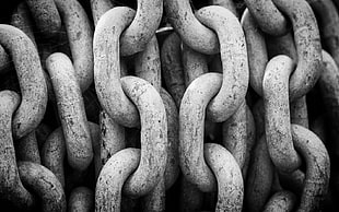 gray steel chain, macro, chains