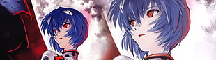 female animated character wallpaper, Ayanami Rei, Neon Genesis Evangelion, Moon, face