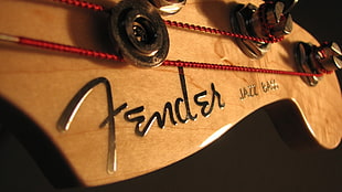 brown Fender wooden guitar headstock, Fender, bass guitars, musical instrument