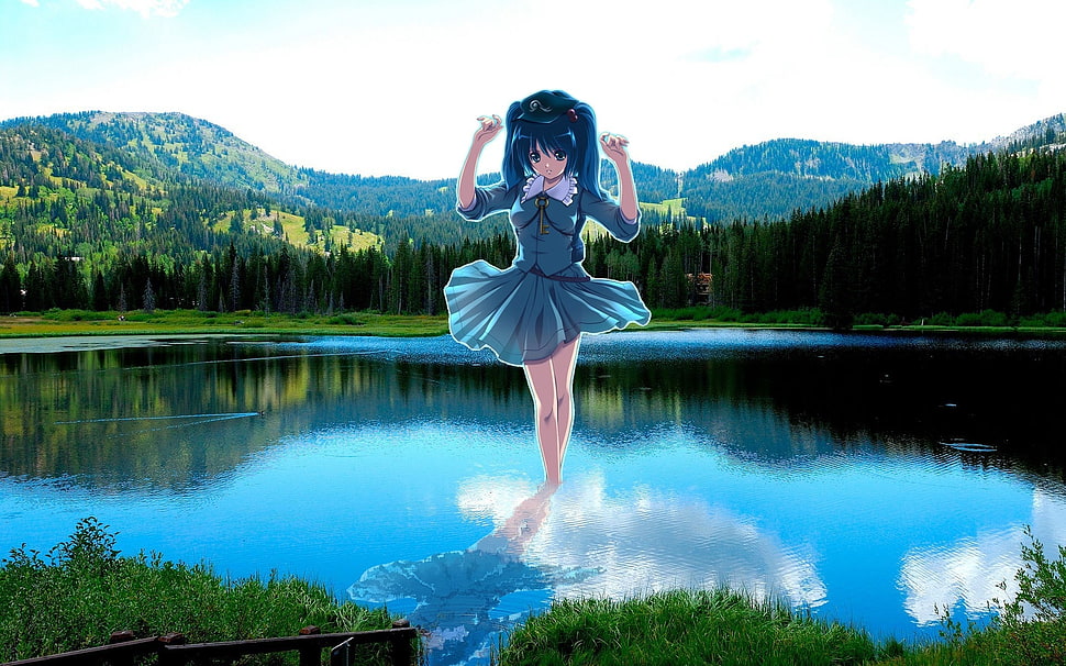 manga character walking on body of water during daytime HD wallpaper