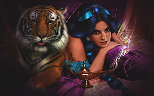 Aladdin's Princess Jasmine and Tiger wallpaper HD wallpaper
