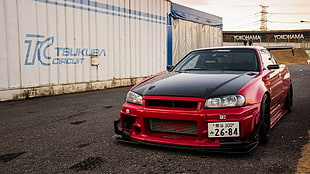 red sports coupe, Nissan Skyline GT-R R34, Nissan Skyline, Nissan, JDM HD wallpaper