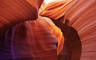 red and white fabric sofa chair, Antelope Canyon, Arizona, rock formation, sunlight