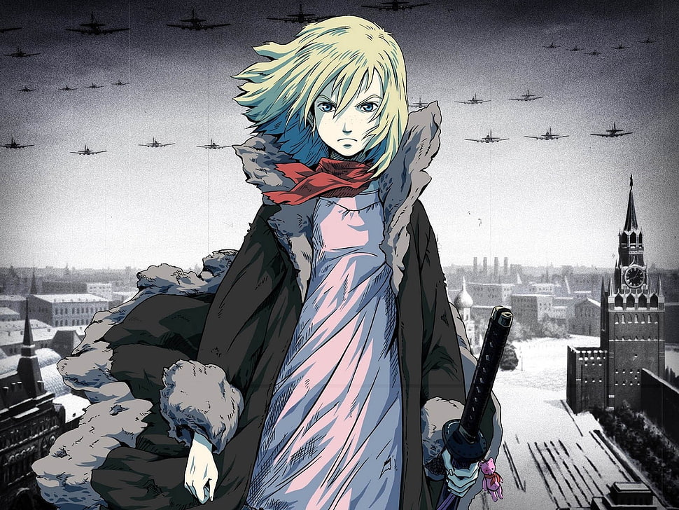 blonde haired girl illustration HD wallpaper