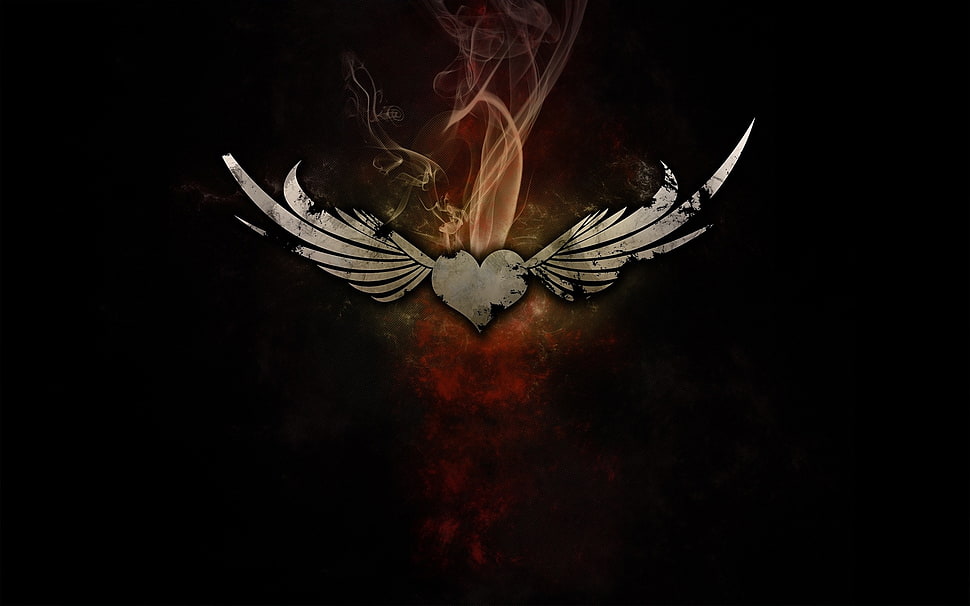 heart with wings logo HD wallpaper