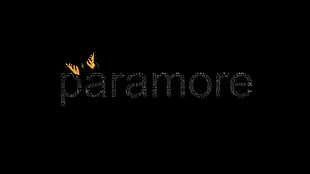 Paramore text overlay with black background, music, Paramore, typography