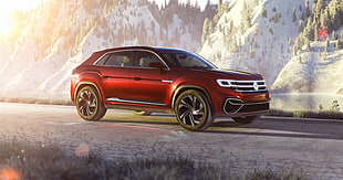red Renault SUV, VW Atlas Cross Sport, SUV, Cars 2019