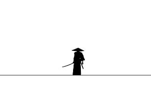 silhouette of swordsman illustration HD wallpaper