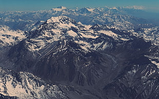 snow covered mountain, nature, mountains, snow, aerial view
