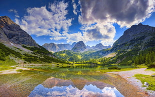 brown mountains, nature, landscape, mountains, lake