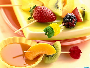 assorted fruit on sticks HD wallpaper